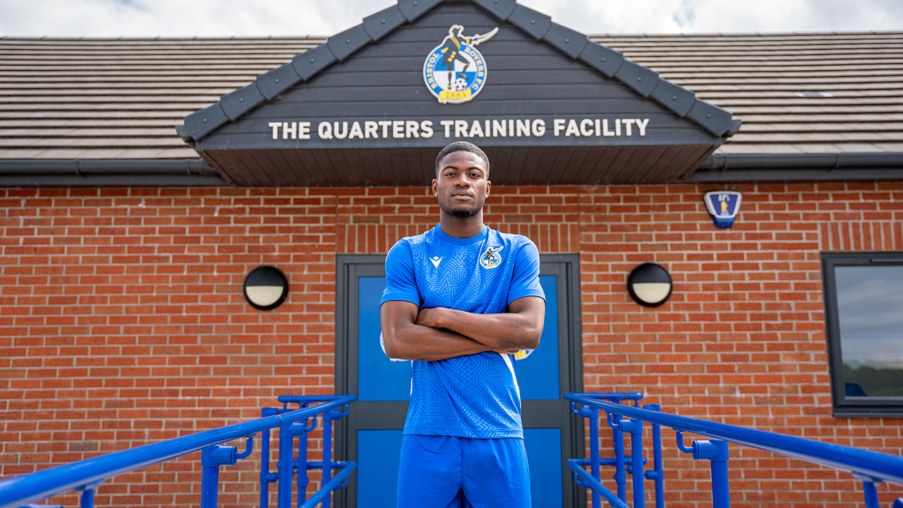 Clinton Mola at the Quarters following his signing with Bristol Rovers