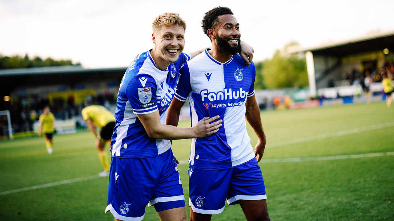 Grant Ward celebrates with Jamie Lindsay