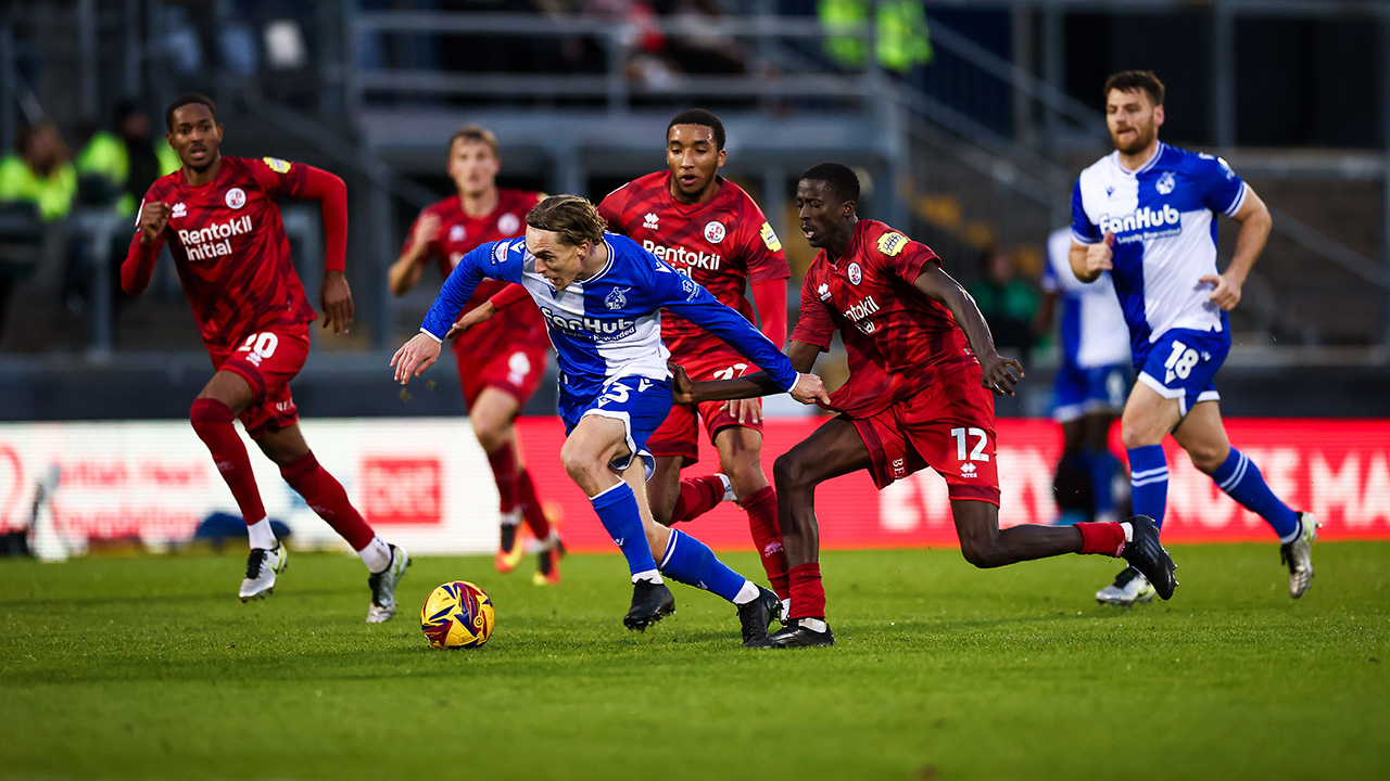 Luke McCormick in action versus Crawley Town