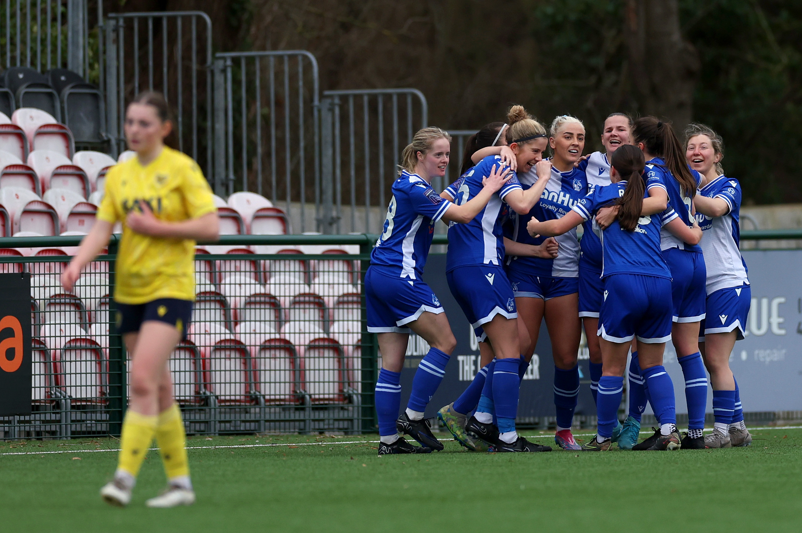 Bristol Rovers Women's Squad celebrate with Daisy Ackerman after her second long range goal.