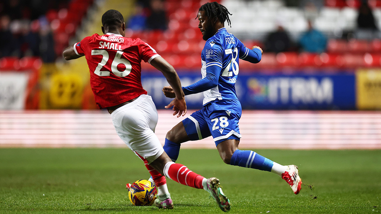 Shaq Forde runs at pace against Charlton Athletic