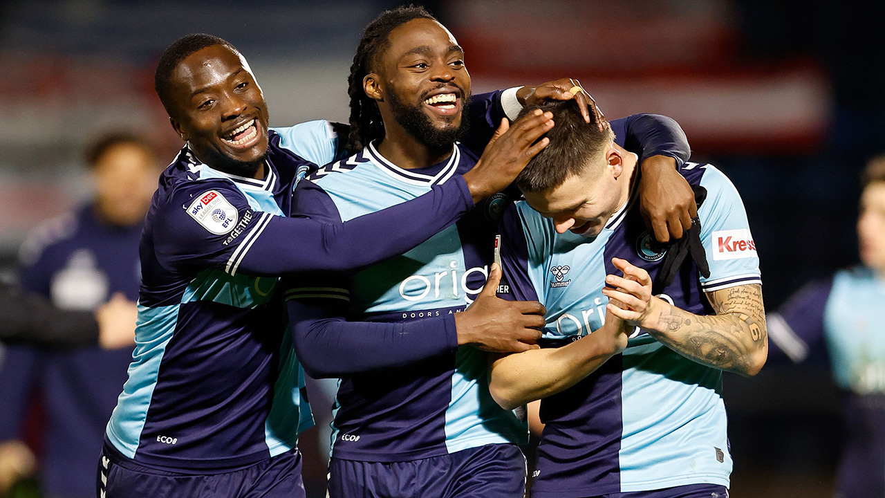 Wycombe Wanderers celebrate a goal