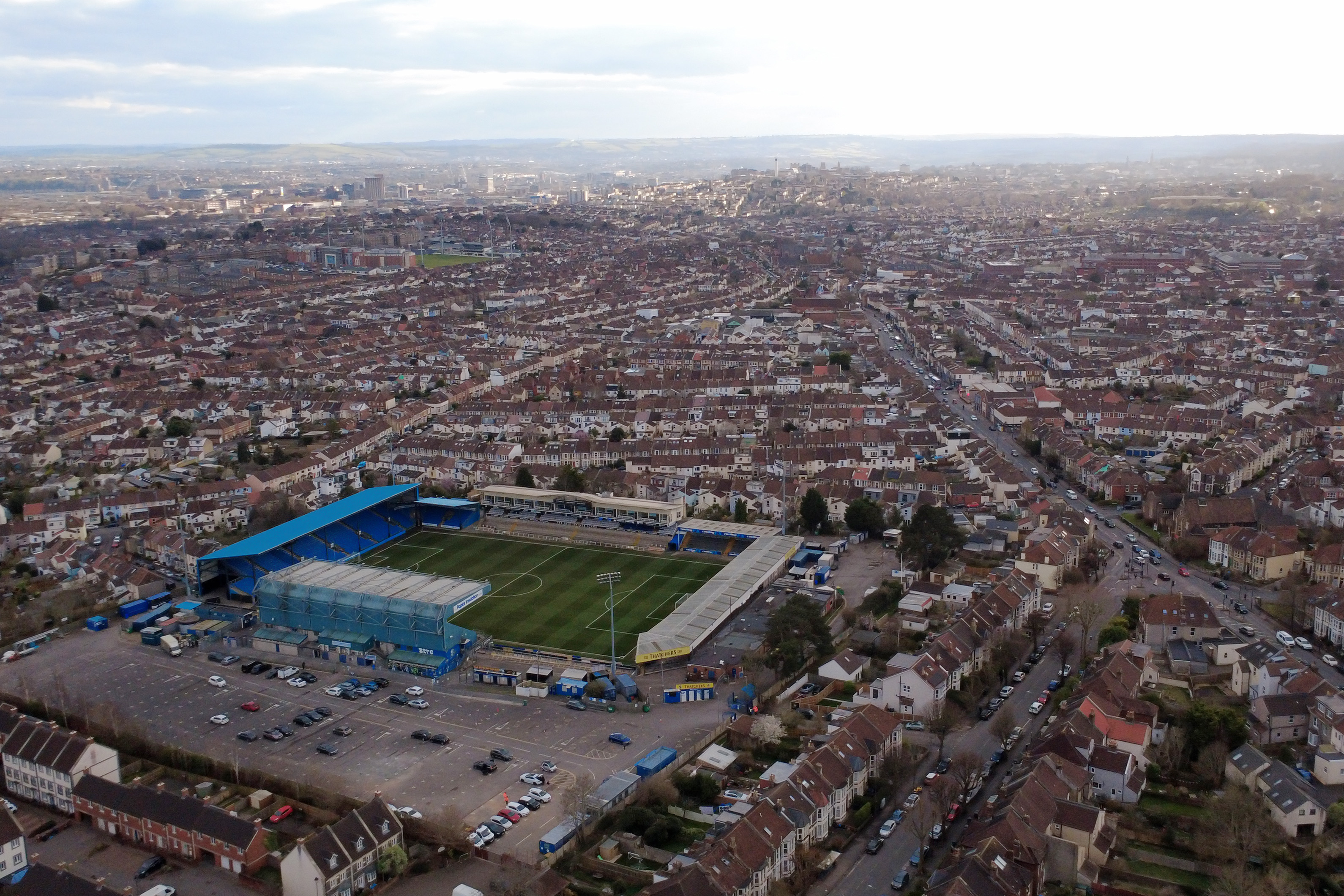 the memorial stadium drone shot