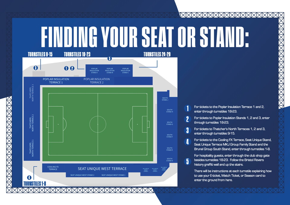 Finding your seat or stand