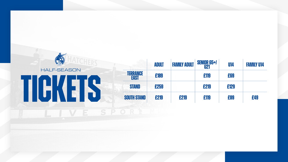 Half season tickets prices
