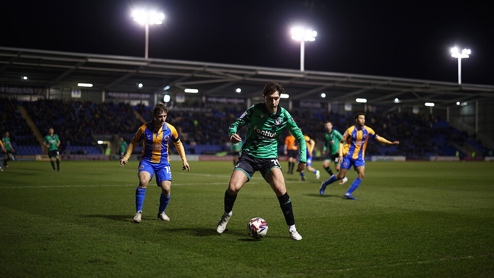 Isac Hutchinson against Shrewsbury Town