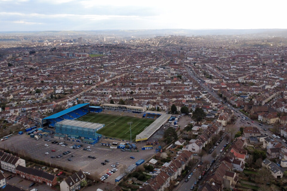 the memorial stadium drone shot