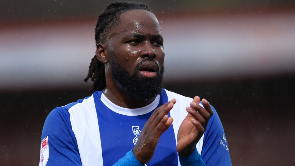 Dynel Simeu of Oldham Athletic after the full time whistle