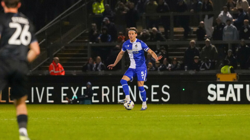 Alfie Kilgour on the pitch during the his match against Shrewsbury Town