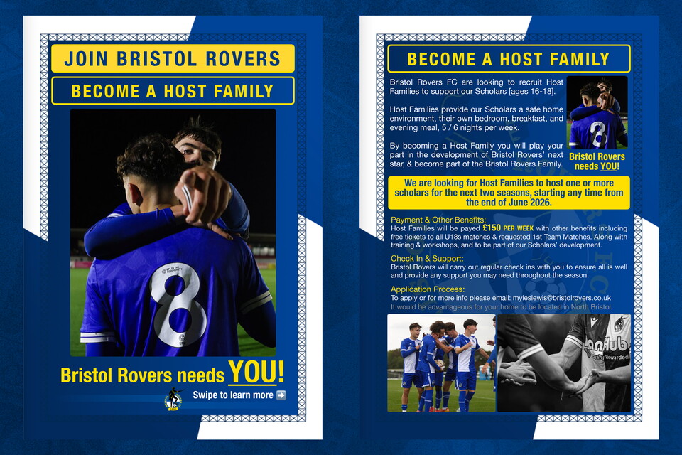 Host Family Advert - Bristol Rovers Academy
