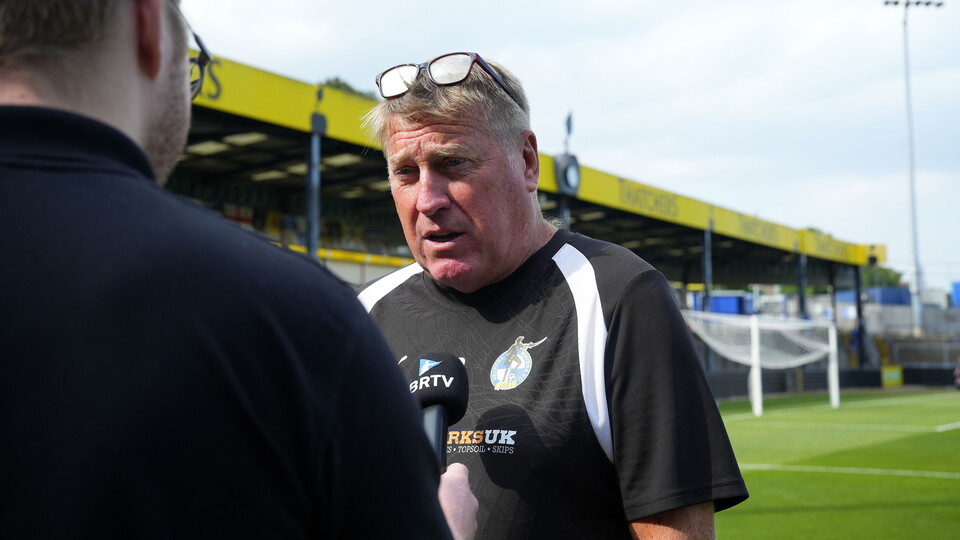 Paul Raynor being interviewed by BRTV after the Portsmouth match