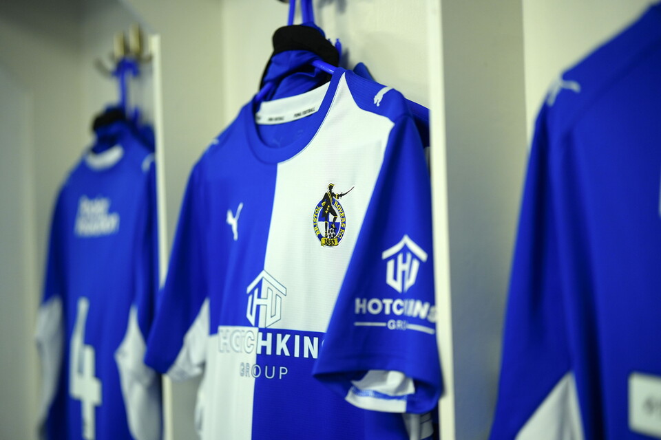Bristol Rovers Primary Shirts in changing room