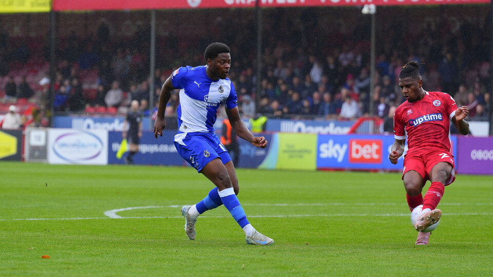 Bobby Kamwa during the match against Crawley Town