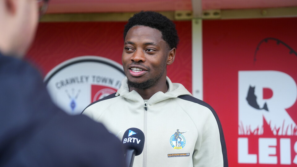 Bobby Kamwa being interviewed by BRTV after the Crawley match