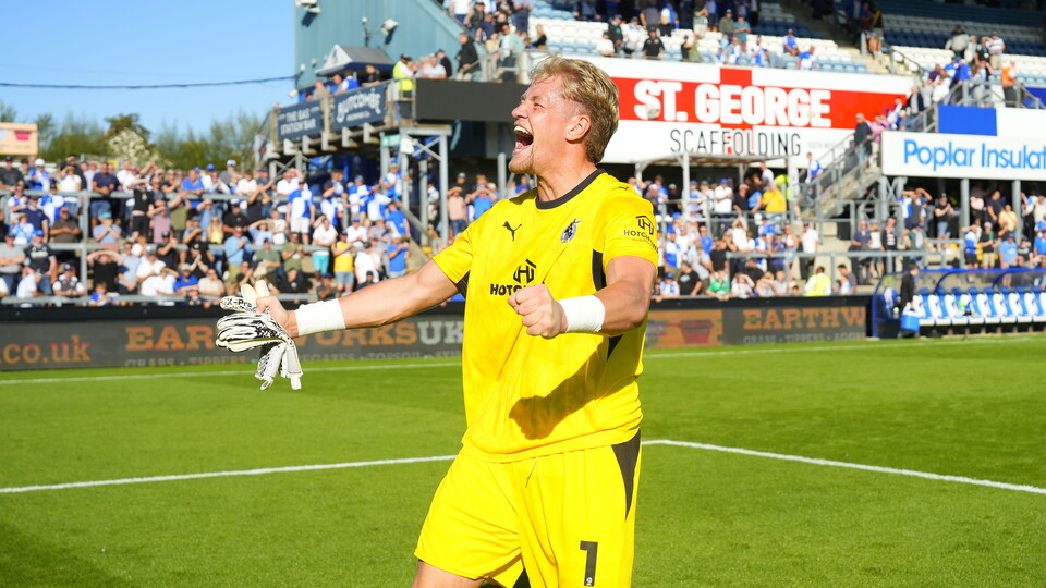 Brad Young celebrates Bristol Rovers' win over Rotherham United