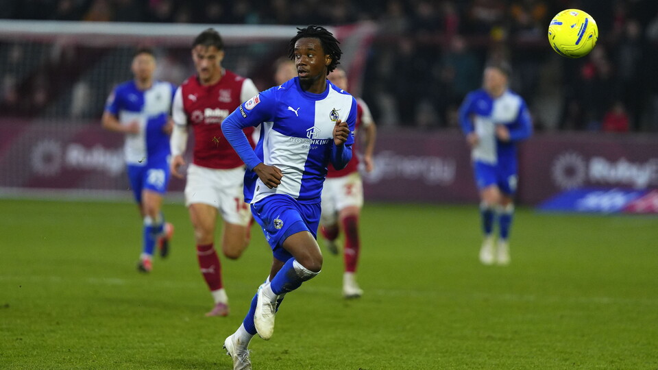 Reiss Russell-Denny loops the ball towards the goal