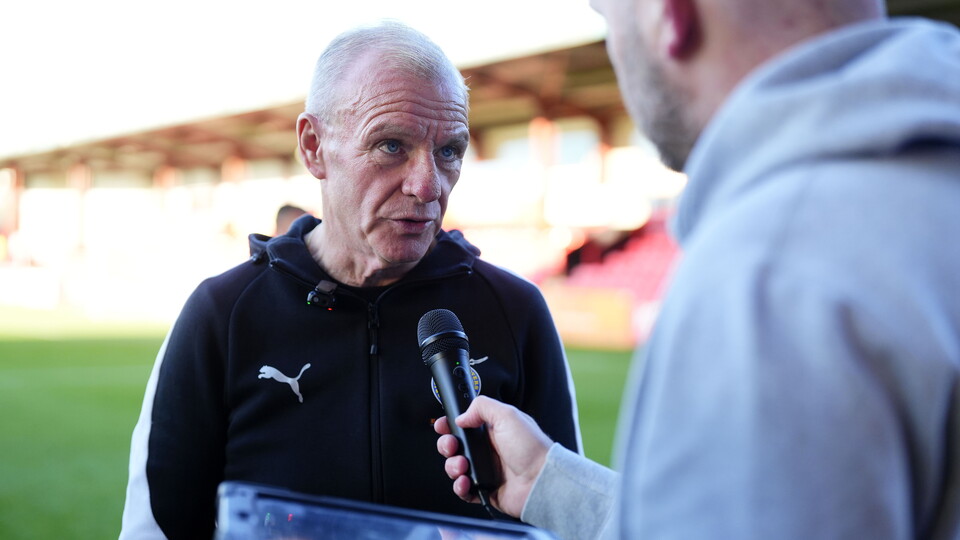 Steve speaks to the media after the Crewe loss