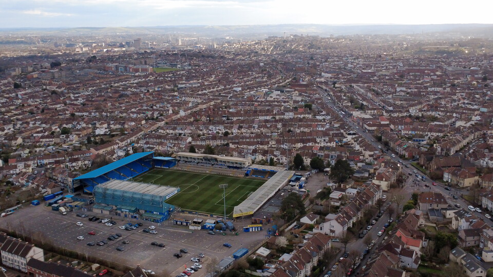 the memorial stadium drone shot
