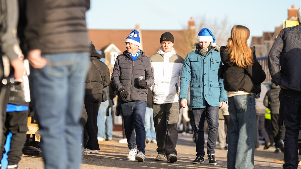 Bristol Rovers supporters in grounds
