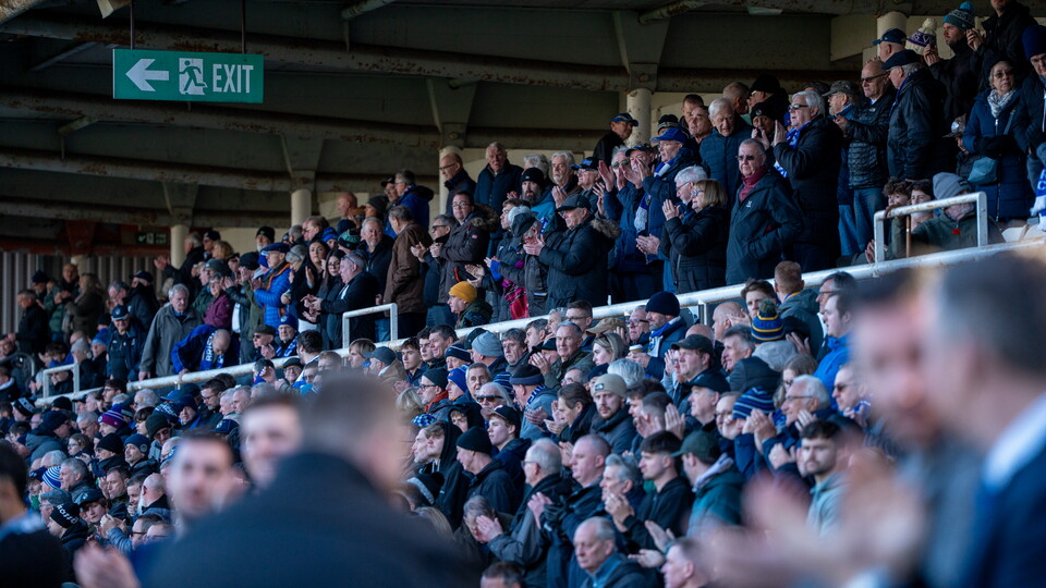 Photograph of Bristol Rovers fans in the West Stand