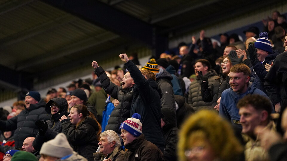 Bristol Rovers fans celebrating in South Stand